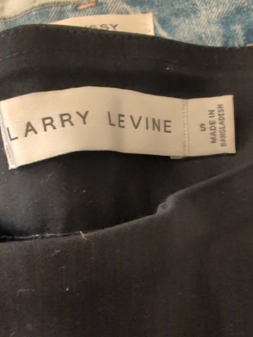 Larry Levine Black Jacket with Light Blue Denim Trim